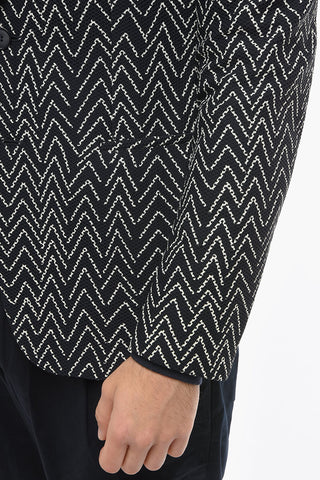 Perforated Fabric Blazer with Geometrical Pattern