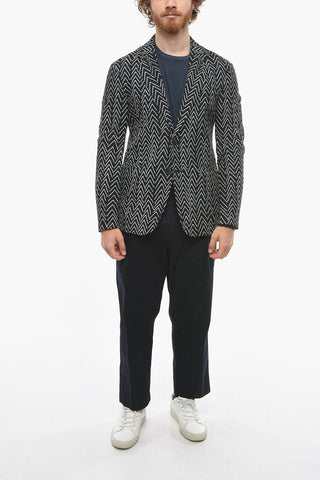 Perforated Fabric Blazer with Geometrical Pattern