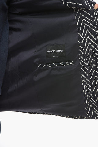 Perforated Fabric Blazer with Geometrical Pattern