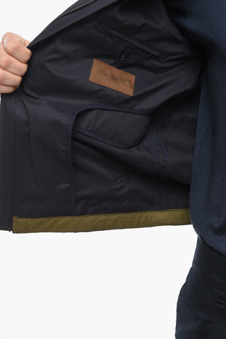 ID Zip-up Windbreaker Jacket with Pointed Collar