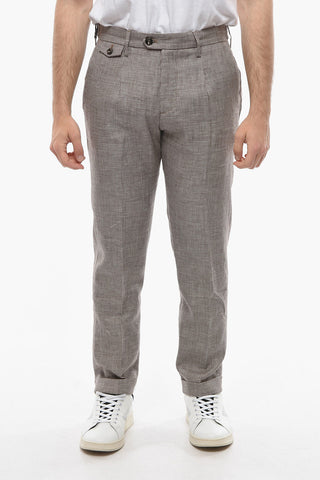 Houndstooth Motif RAVAL Single Pleat Pants with Breast Pocket