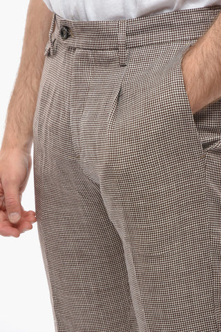 Houndstooth Motif RAVAL Single Pleat Pants with Breast Pocket