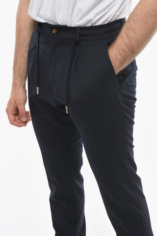 Virgin Wool Blend MITTE Single Pleat Pants with Drawstring on the Waist