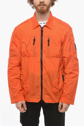 Giacca a Vento Utility in Nylon con Cerniera a Contrasto