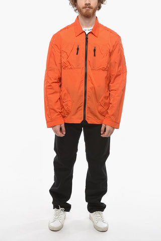 Giacca a Vento Utility in Nylon con Cerniera a Contrasto