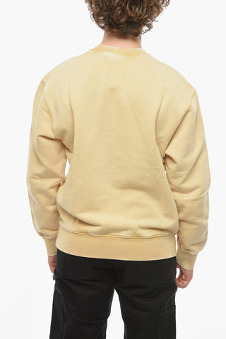 Solid Color MOSBY Crew-Neck Sweatshirt with Logo-Embroidery