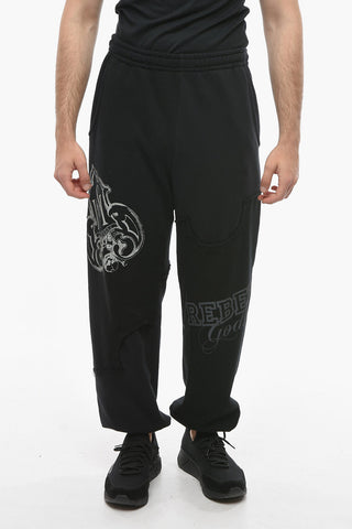 Joggers Patchworked con Stampa a Contrasto e Coulisse