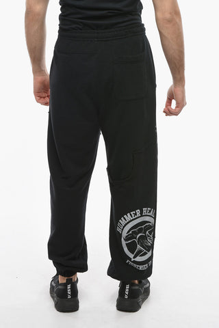 Joggers Patchworked con Stampa a Contrasto e Coulisse