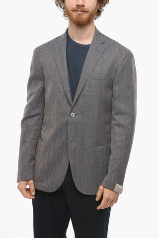 Blazer in Misto Lana e Lino GATE con Motivo Herringbone