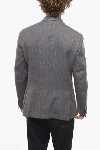 Blazer in Misto Lana e Lino GATE con Motivo Herringbone