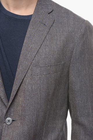 Blazer in Misto Lana e Lino GATE con Motivo Herringbone