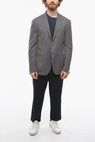 Blazer in Misto Lana e Lino GATE con Motivo Herringbone