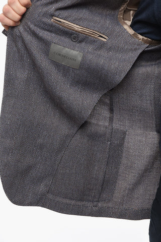 Blazer in Misto Lana e Lino GATE con Motivo Herringbone