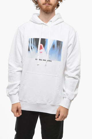Felpa Hoodie con Stampa Global Warning