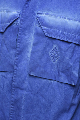 Acid Wash Effect Short Sleeve Overshirt with Double Breast Pocket