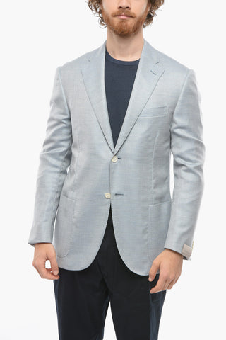 Blazer Semifoderato in Misto Cashmere LEADER SOFT con Motivo Hopsack