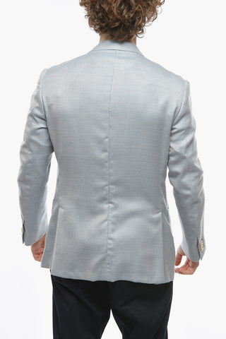 Blazer Semifoderato in Misto Cashmere LEADER SOFT con Motivo Hopsack