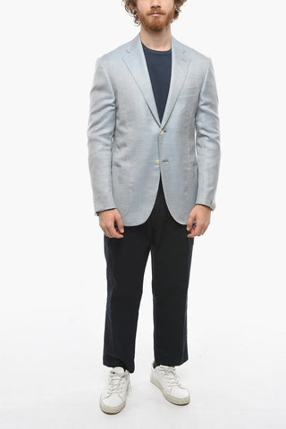 Blazer Semifoderato in Misto Cashmere LEADER SOFT con Motivo Hopsack