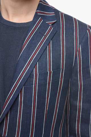 CC COLLECTION Linen RIGHT Blazer with Bayadere Motif