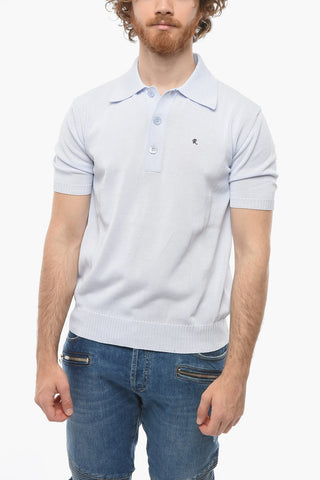 Polo a Maglia Fine con Colletto alla Francese e Ricamo