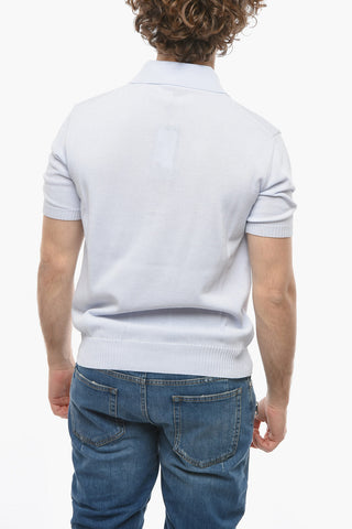 Polo a Maglia Fine con Colletto alla Francese e Ricamo