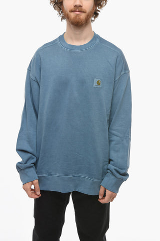 Solid Color NELSON Crew-Neck Sweatshirt with Logo-Embroidery