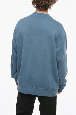 Solid Color NELSON Crew-Neck Sweatshirt with Logo-Embroidery