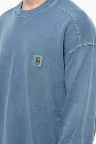 Solid Color NELSON Crew-Neck Sweatshirt with Logo-Embroidery