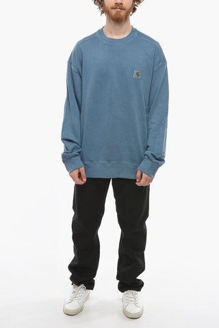 Solid Color NELSON Crew-Neck Sweatshirt with Logo-Embroidery