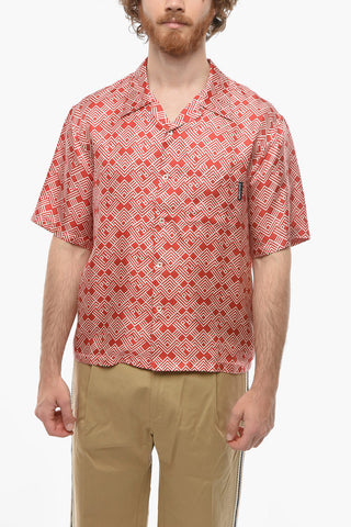 Silk Bowling Shirt with Monogram and Chest Pocket