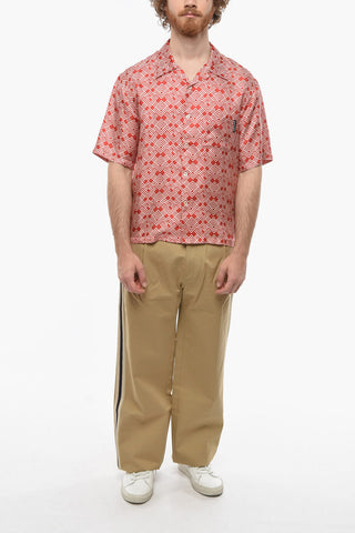 Silk Bowling Shirt with Monogram and Chest Pocket