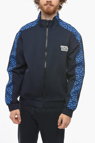 Zip-up Sweatshirt with LA GRECA Print and Standing Collar