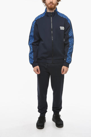 Zip-up Sweatshirt with LA GRECA Print and Standing Collar