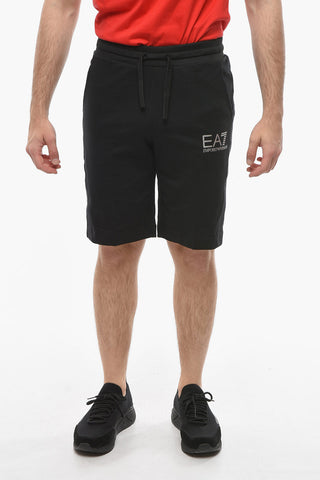 EMPORIO EA7 Side Contrasting Band Cotton Shorts