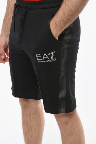 EMPORIO EA7 Side Contrasting Band Cotton Shorts