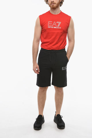 EMPORIO EA7 Side Contrasting Band Cotton Shorts
