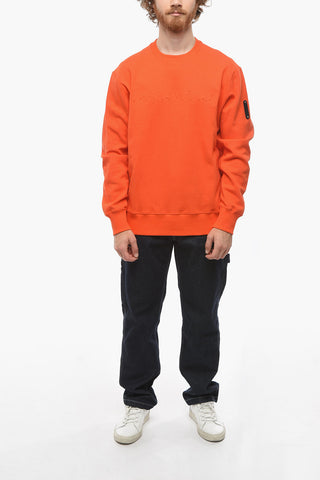 SAMUEL ROSS Solid Color Crew-Neck Sweatshirt with Embossed Logo