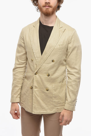 Double-breasted CHELSEA Linen Blend Blazer with Peak Lapel