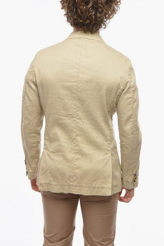 Double-breasted CHELSEA Linen Blend Blazer with Peak Lapel