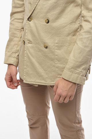 Double-breasted CHELSEA Linen Blend Blazer with Peak Lapel