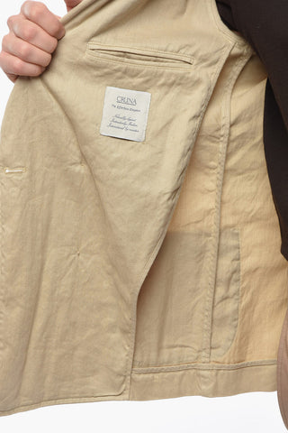 Double-breasted CHELSEA Linen Blend Blazer with Peak Lapel