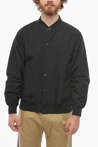 Bomber in Nylon con Logo Ricamato e Moschettone Decorativo