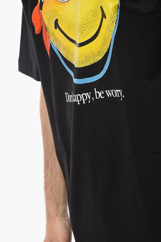 SMILEY Front Printed DON'T HAPPY BE WORRY Crew-Neck T-shirt