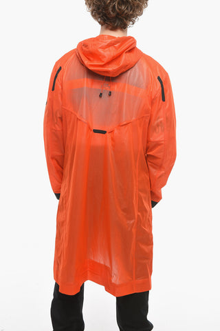 Nylon Raincoat Maxi Jacket with Hood