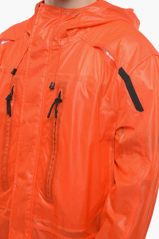 Nylon Raincoat Maxi Jacket with Hood