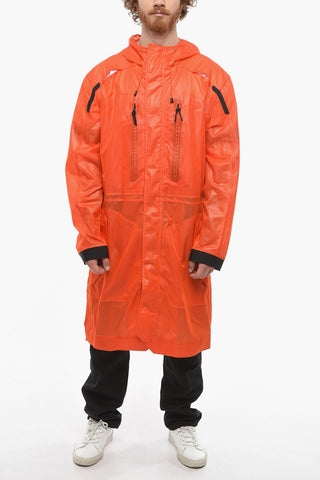 Nylon Raincoat Maxi Jacket with Hood