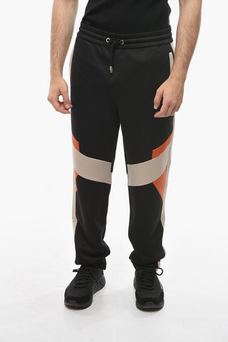 Three Tone Cotton Blend Sweatpants with Drawstring