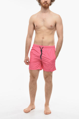 Solid Color Swim Shorts with Visible Stitching