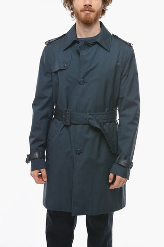 1930 Trench Imbottito in Misto Lana e Seta con Dettaglio in Pelle