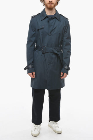 1930 Trench Imbottito in Misto Lana e Seta con Dettaglio in Pelle